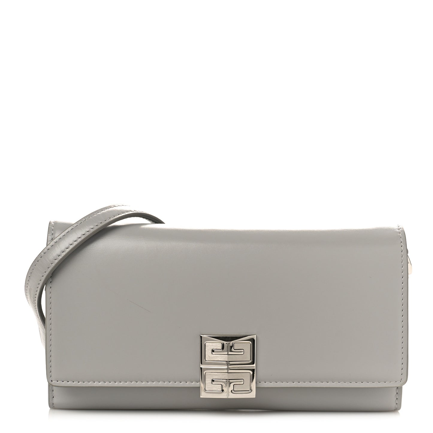 Calfskin 4G Wallet on Chain Cloud Grey