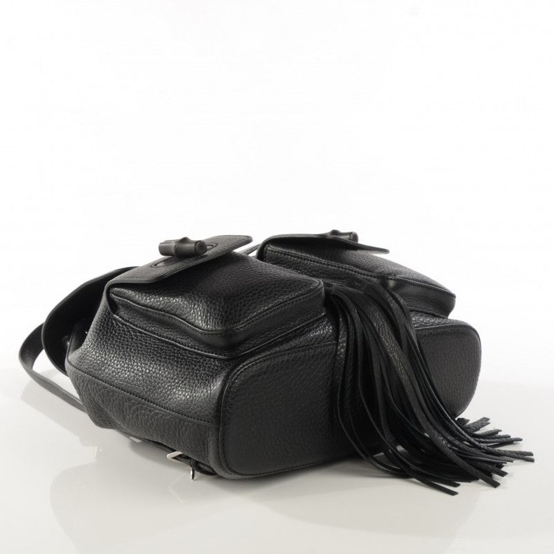 Gucci Cellarius Calfskin Medium Bamboo Backpack Black 4 of 7