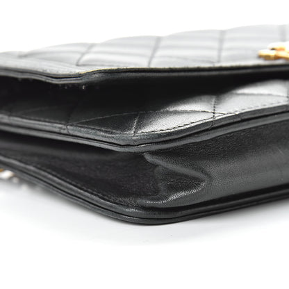 Chanel Lambskin Quilted Boy Wallet On Chain WOC Black 10 of 20
