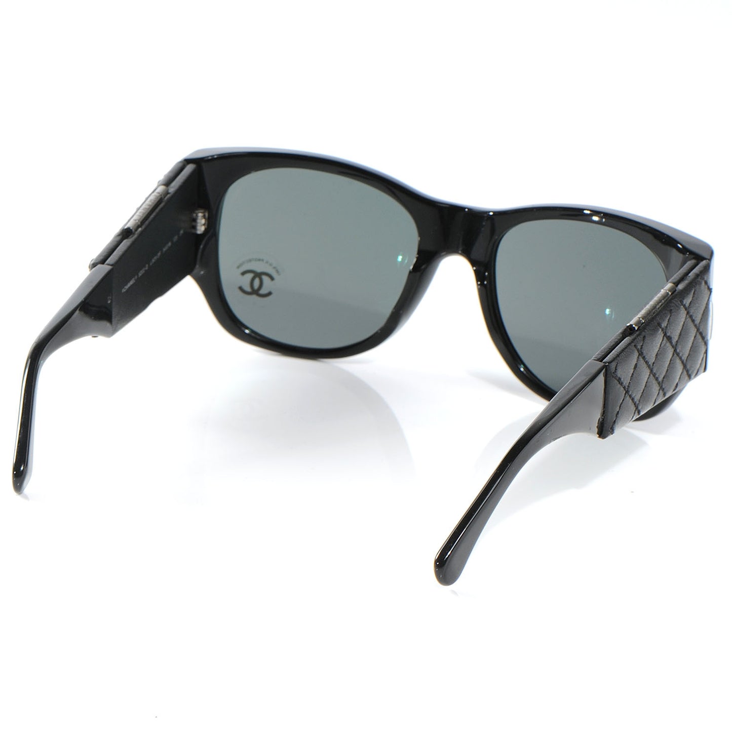Leather Quilted CC Sunglasses w Mirror 5202-Q Black