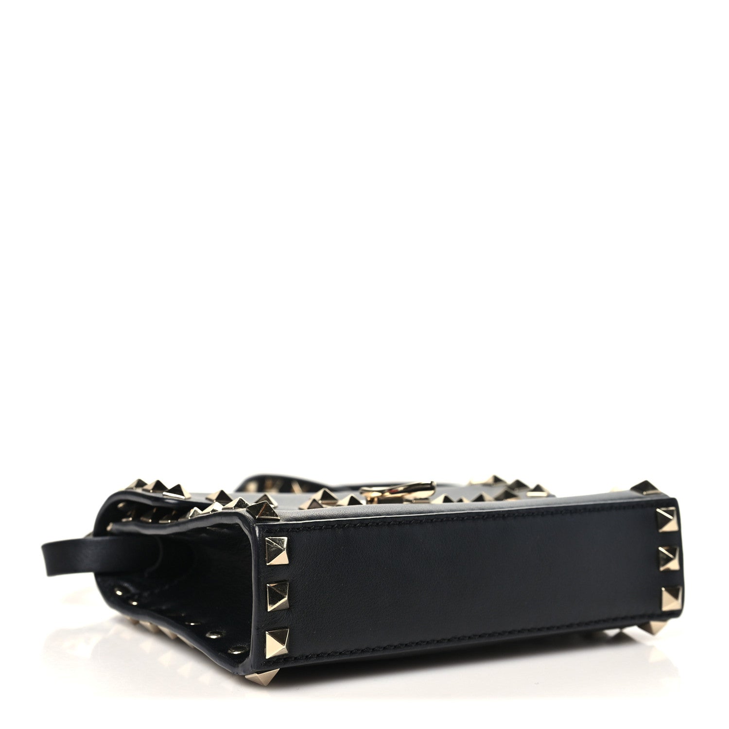 Valentino Garavani Pebbled Calfskin Rockstud Flip Lock Crossbody Bag Black 3 of 8