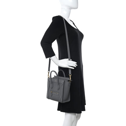 Celine Drummed Calfskin Nano Luggage Kohl 2 of 10