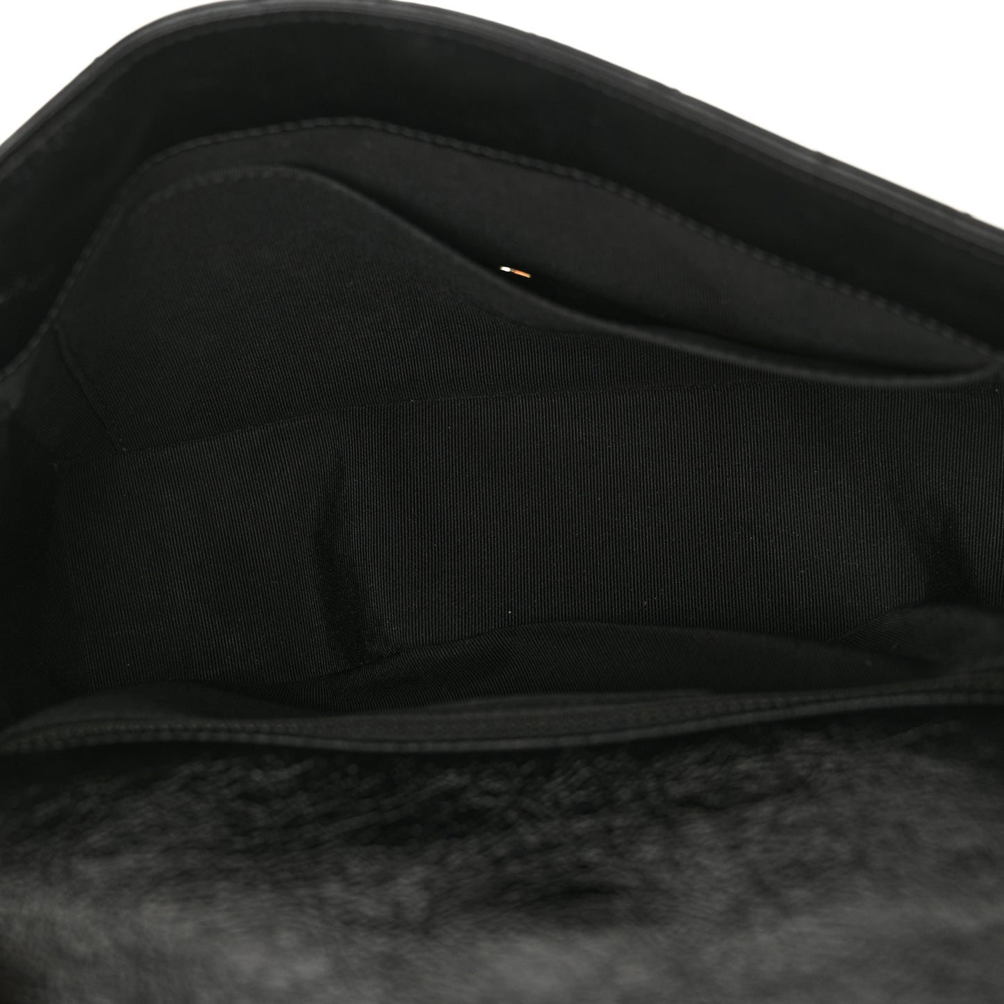 Crumpled Glazed Lambskin Quilted Small Flap Black
