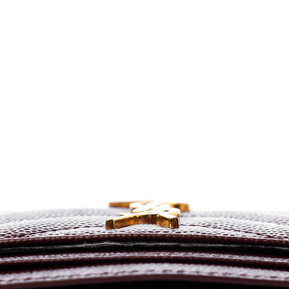 Saint Laurent Grain De Poudre Matelasse Chevron Monogram Credit Card Case Bordeaux 8 of 11