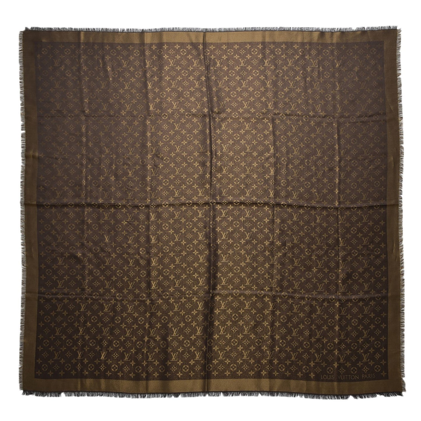 Silk Lurex Wool Monogram Shine Shawl Brown