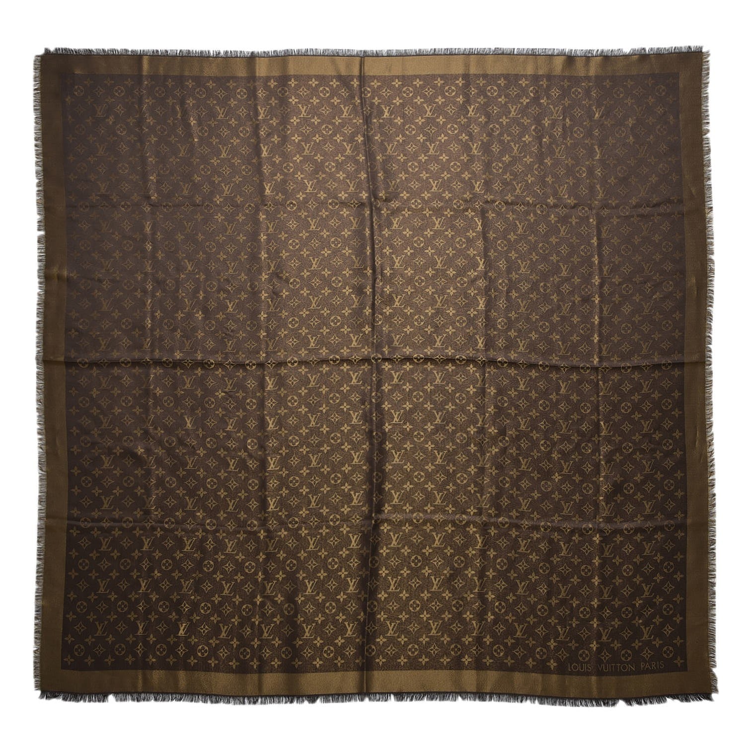 Louis Vuitton Silk Lurex Wool Monogram Shine Shawl Brown 1 of 5