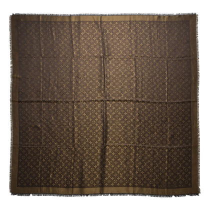 Louis Vuitton Silk Lurex Wool Monogram Shine Shawl Brown 1 of 5