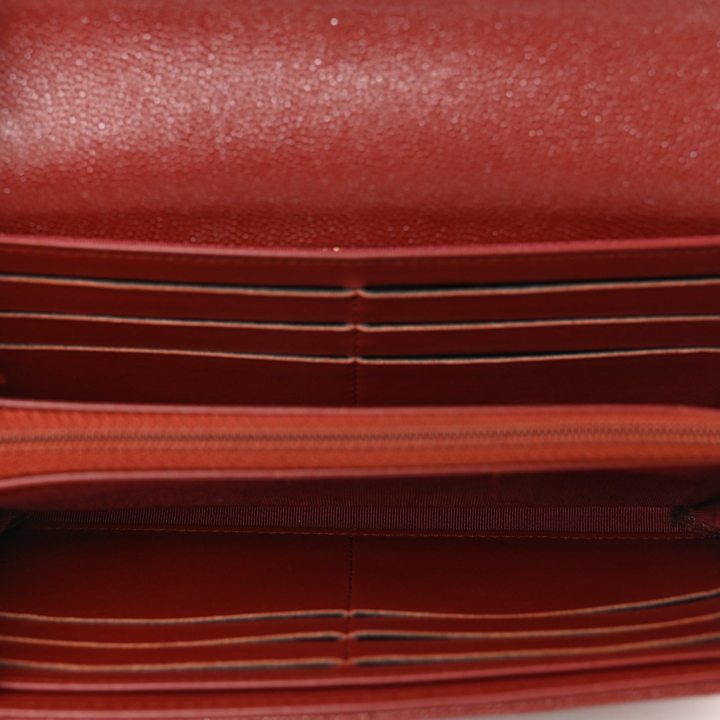 Iridescent Caviar Quilted Long Gusset Flap Wallet Red