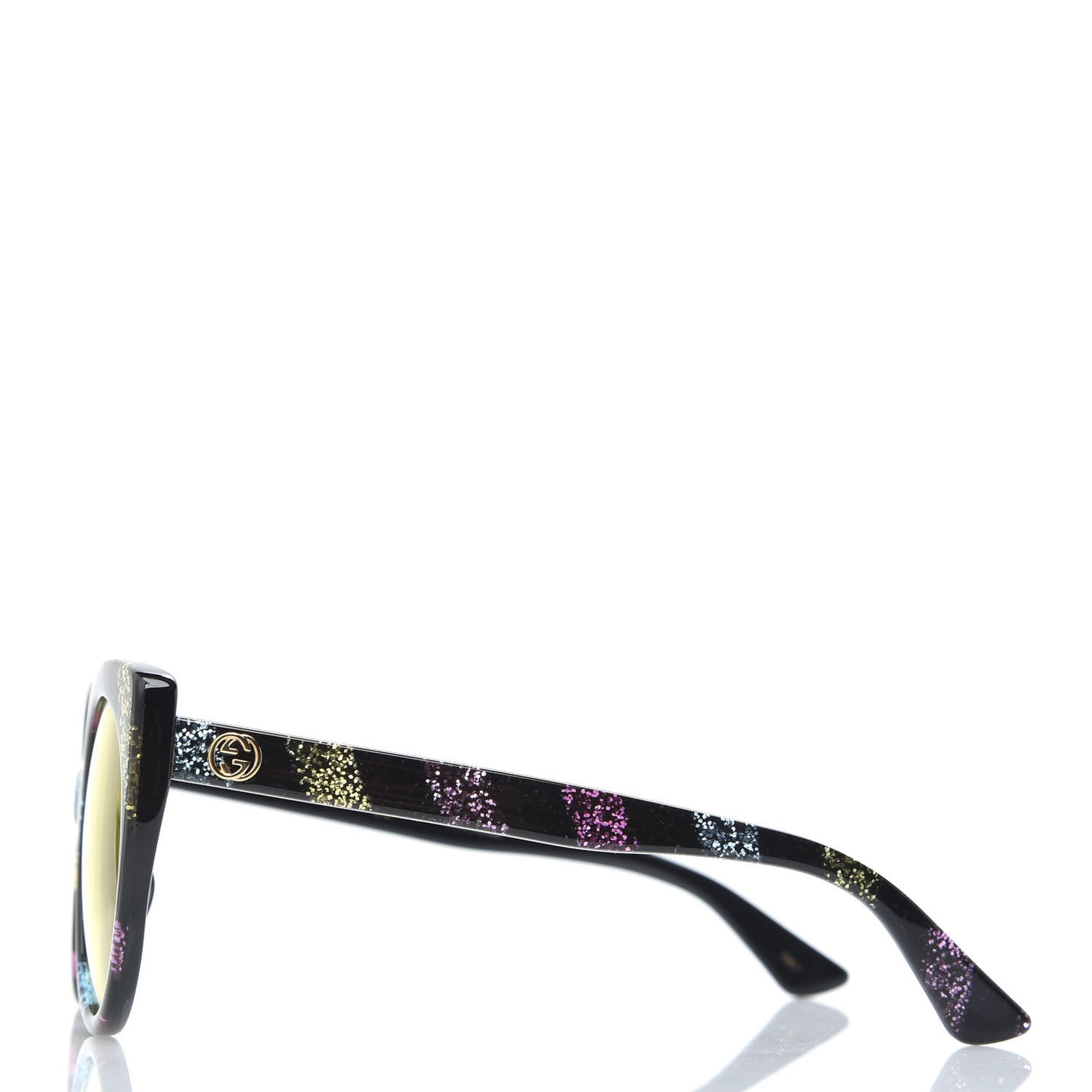 Glitter Acetate Cat Eye Sunglasses GG0325SA Black Yellow