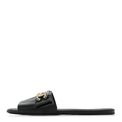 Chanel Lambskin Pearl Crystal CC Sandals 41 Black 1 of 9