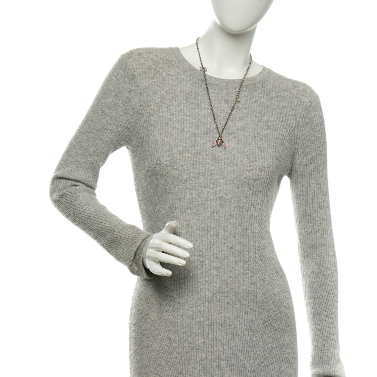 Chanel Crystal Bee Pendant Necklace Silver Multicolor 2 of 7