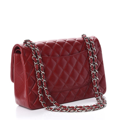 Chanel Caviar Quilted Jumbo Double Flap Red 3 of 11