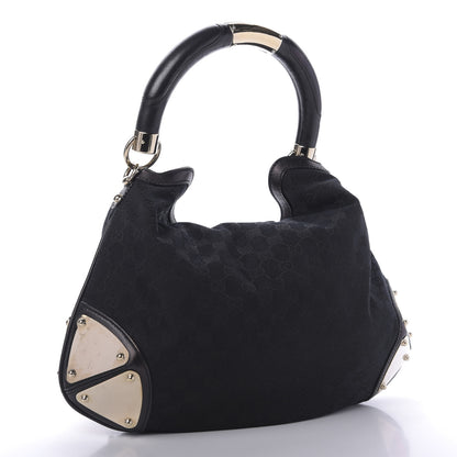 Gucci Monogram Medium Indy Top Handle Hobo Black 3 of 12