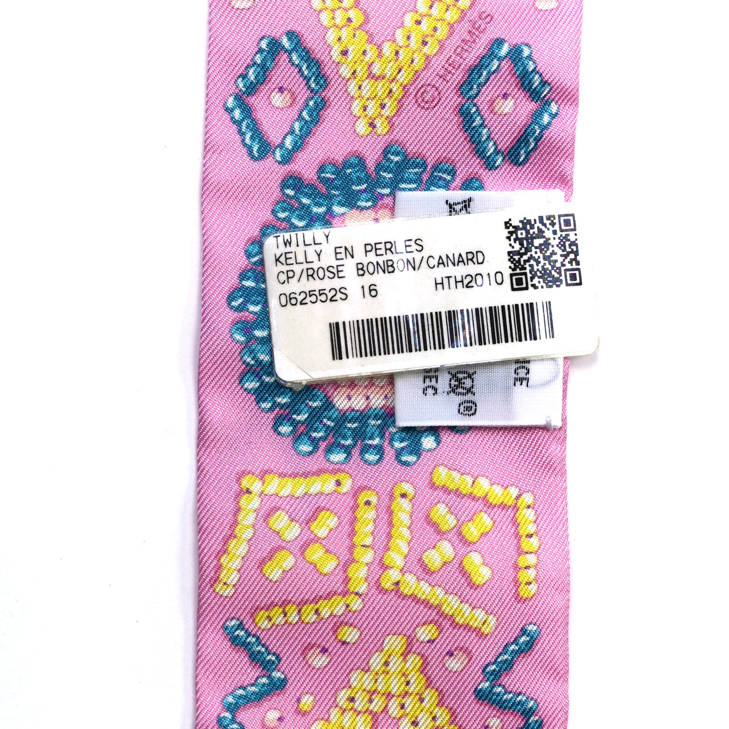 Hermes Silk Kelly En Perles Twilly Rose Bonbon Canard 4 of 4