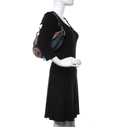 Christian Dior Denim Embroidered Saddle Bag Blue Multi 2 of 10