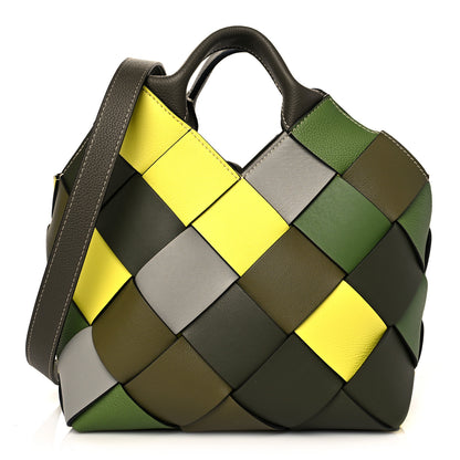 Loewe Calfskin Small Woven Basket Surplus Bag Green 1 of 10