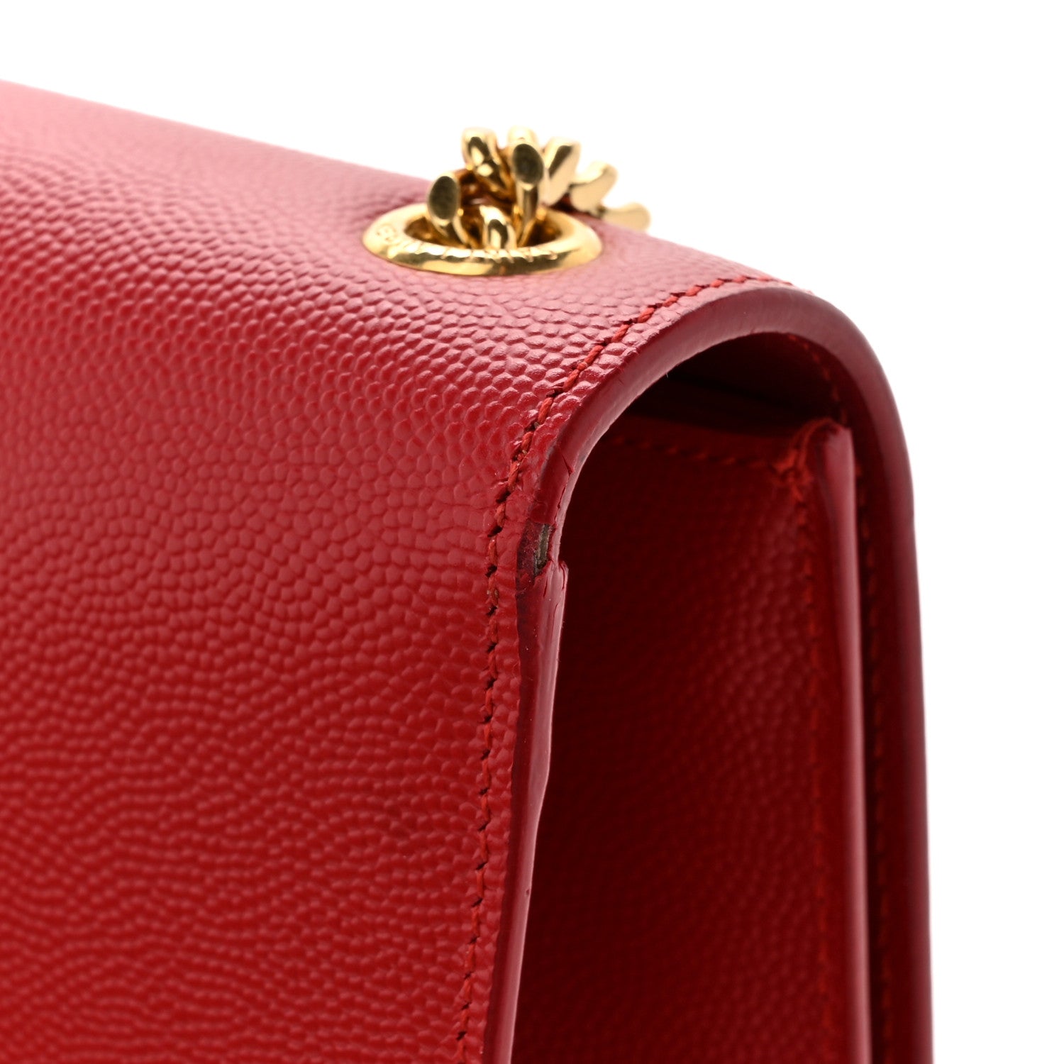 Saint Laurent Grain De Poudre Medium Monogram Kate Satchel Red 17 of 18