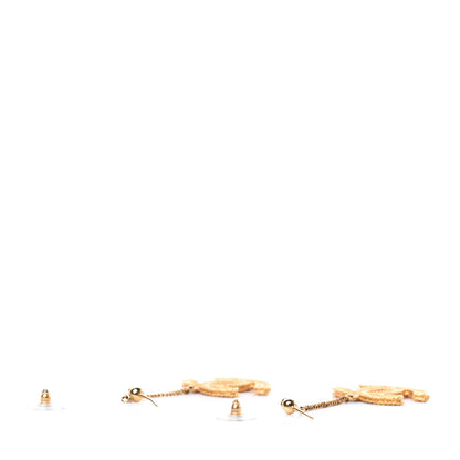 Chanel CC Drop Earrings Matte Gold 3 of 6