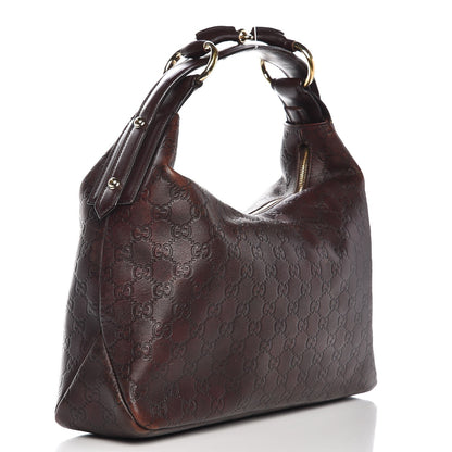 Gucci Guccissima Medium Horsebit Chain Hobo Dark Brown 3 of 13