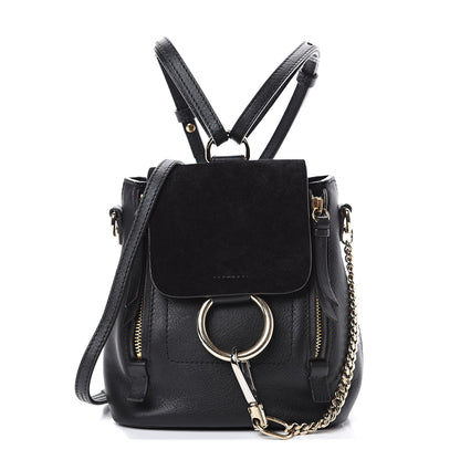 Chloe Suede Calfskin Mini Faye Backpack Black 1 of 10