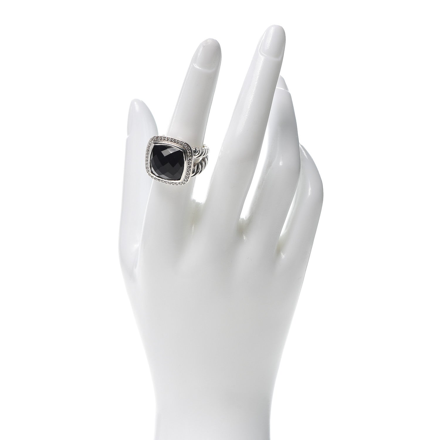 David Yurman Sterling Silver Diamond Black Onyx 14mm Albion Ring 54 6.75 2 of 5