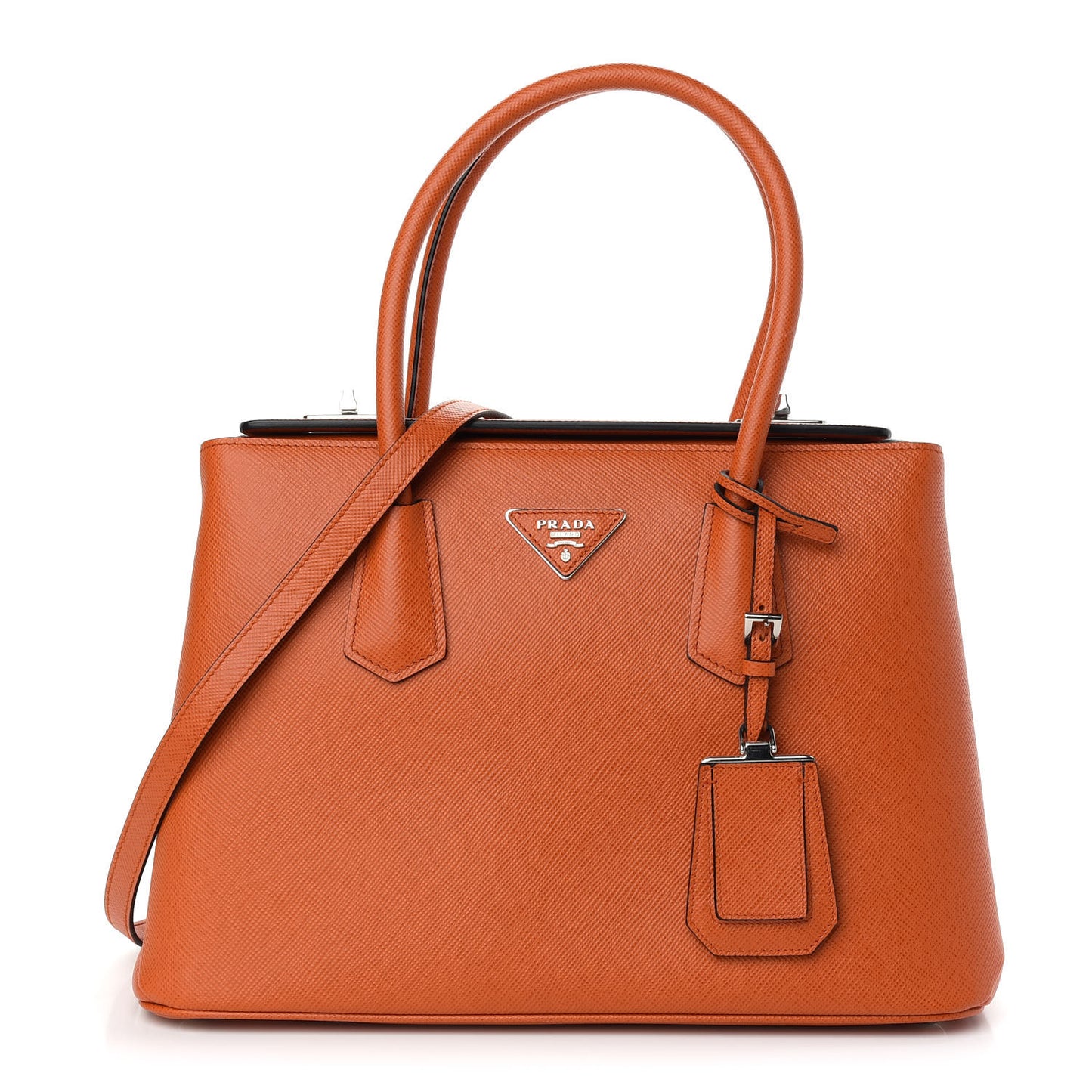 Saffiano Cuir Twin Tote Papaya