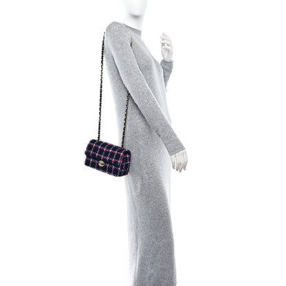 Chanel Tweed Quilted Mini Rectangular Flap Navy Red Blue White 2 of 10