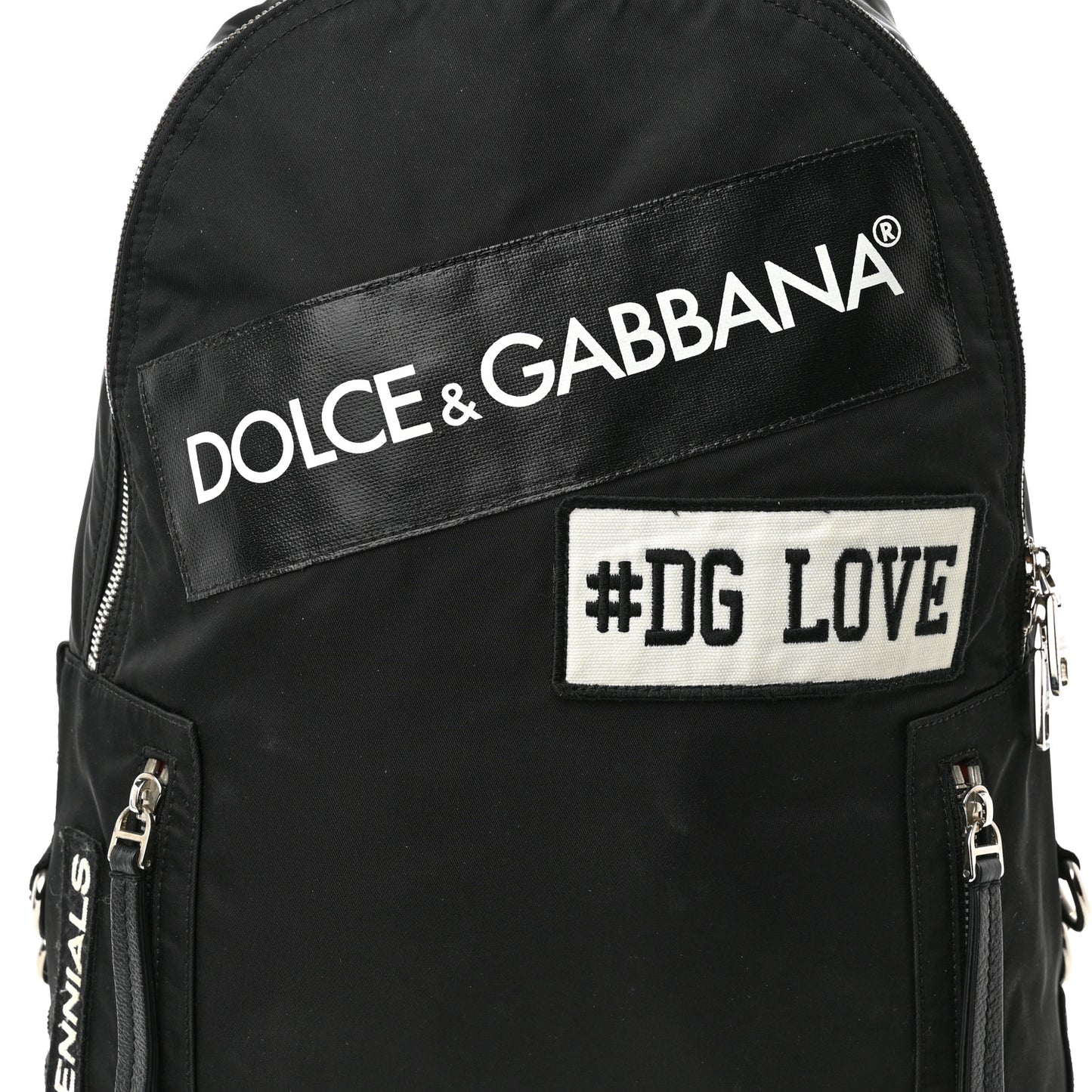 Nylon Logo Patches Backpack Black