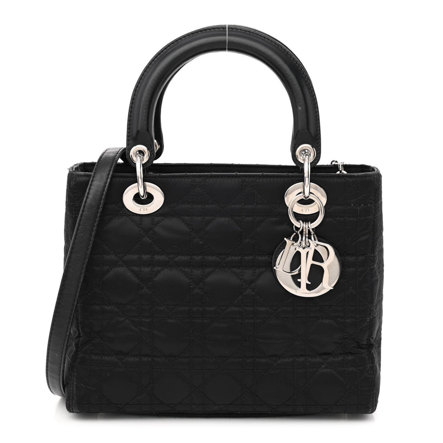 Satin Cannage Medium Lady Dior Black