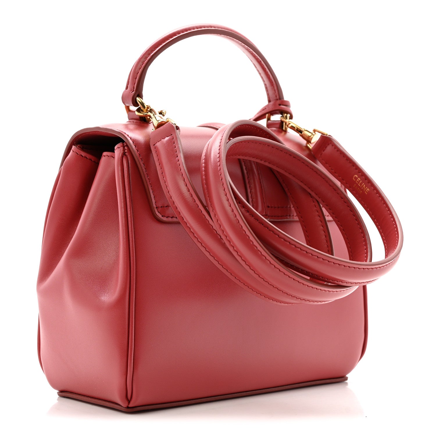 Celine Satinated Calfskin Mini 16 Top Handle Bag Raspberry 3 of 15