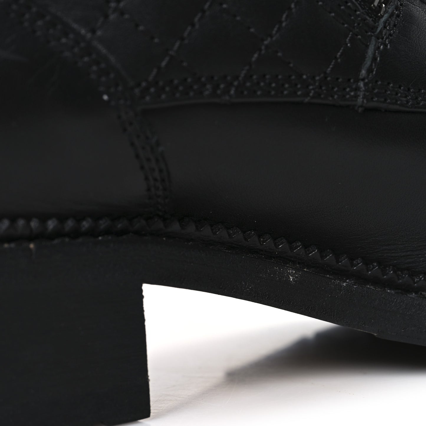 Calfskin Quilted Lace Up Combat Boots 40 Black