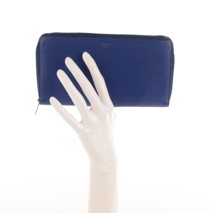Celine Calfskin Large Zip Around Multifunction Wallet Indigo Beige 2 of 8