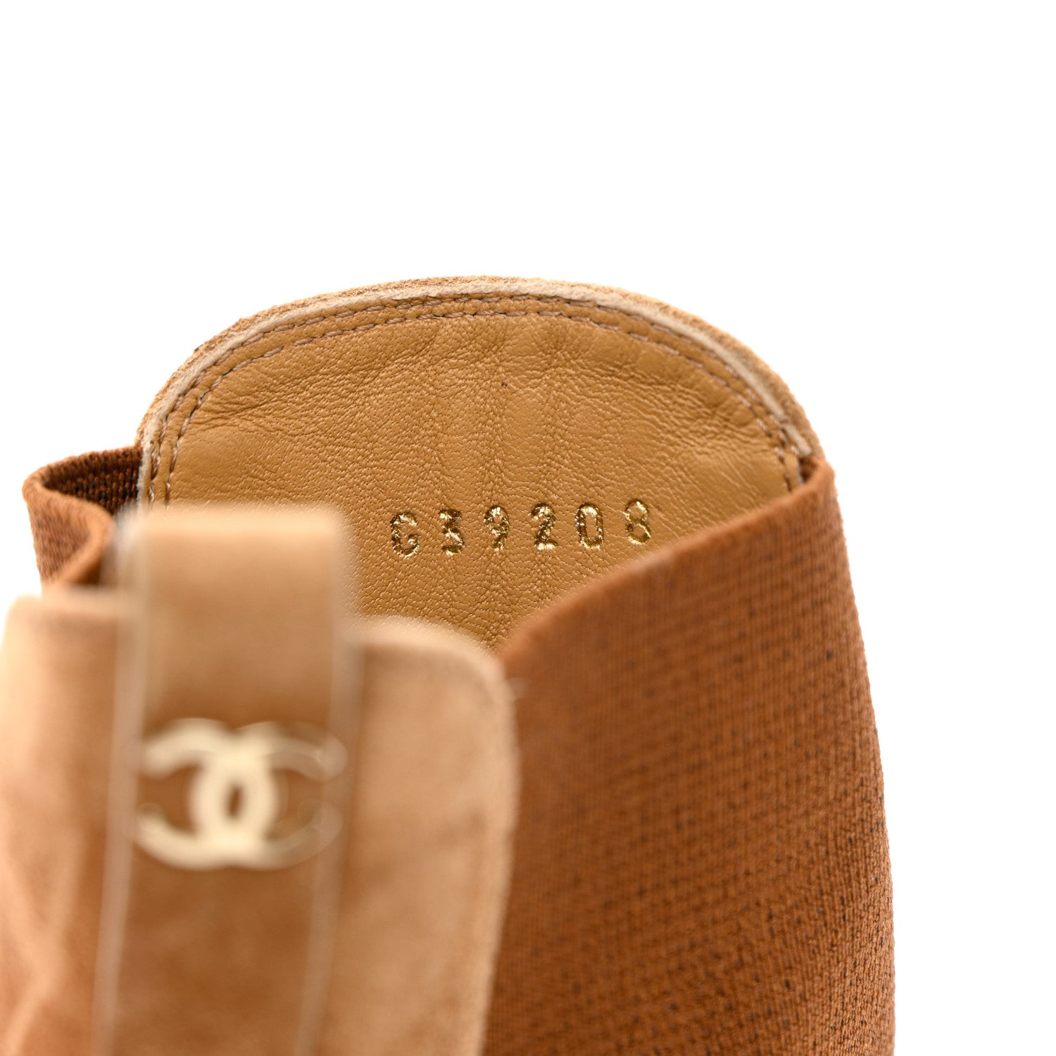 Chanel Suede Lambskin Cap Toe Ankle Boots 38 Light Brown 6 of 9