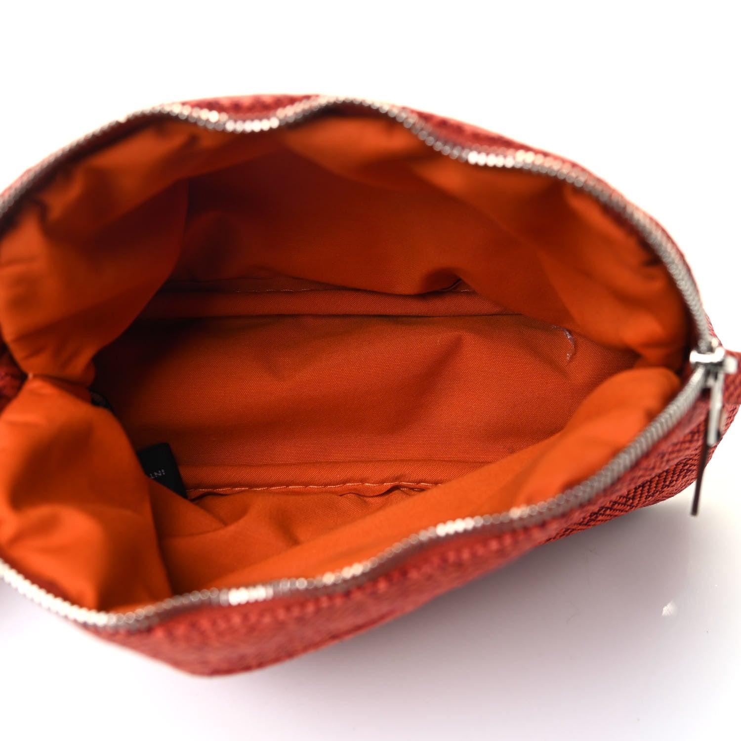 Hermes Abaca Cotton Chevron Travel Cosmetic Pouch Orange 7 of 11