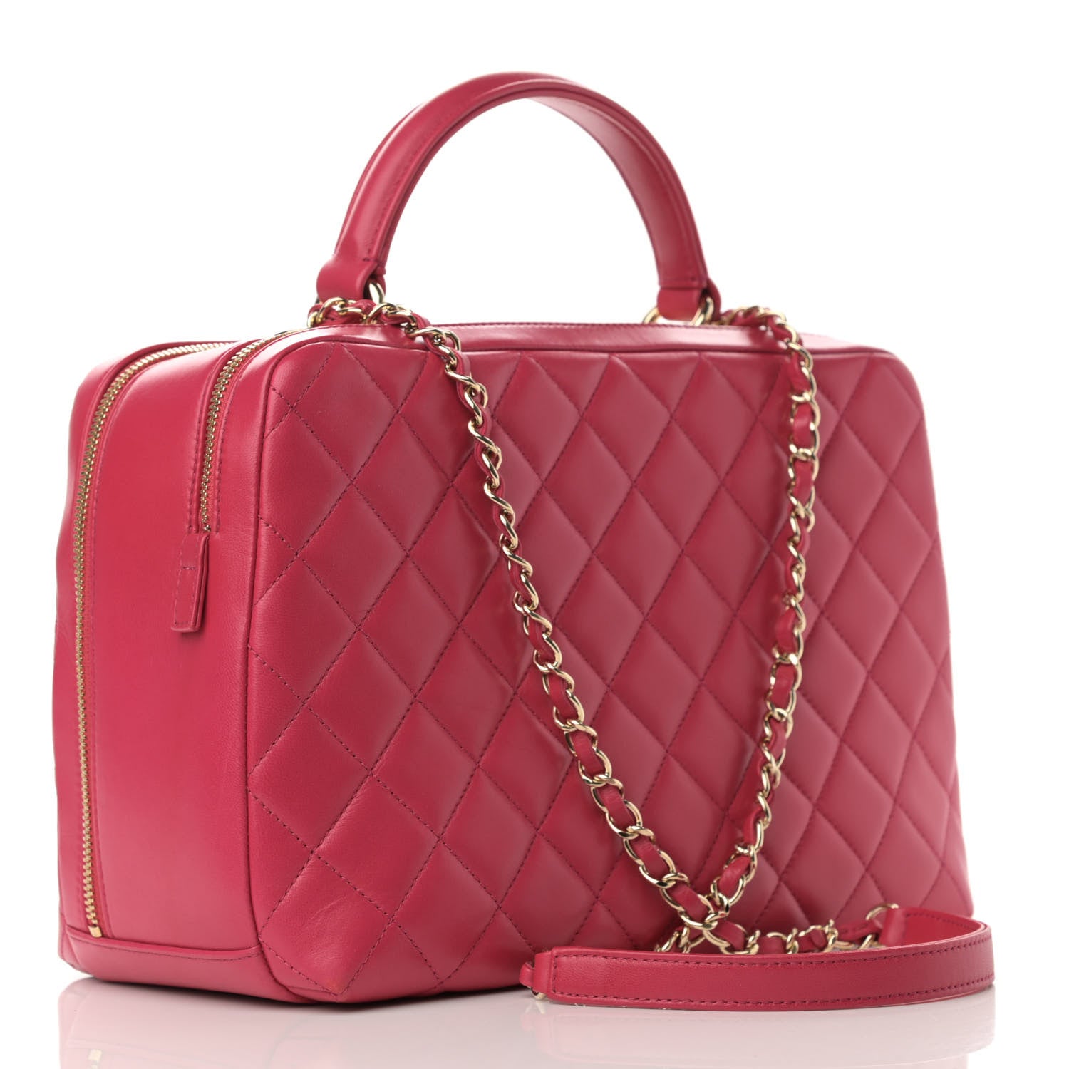 Chanel Lambskin Quilted Large Trendy CC Bowling Bag Dark Pink 2 of 11