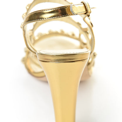 Chanel Mirror Calfskin Camellia Sandals 37.5 Gold 11 of 12