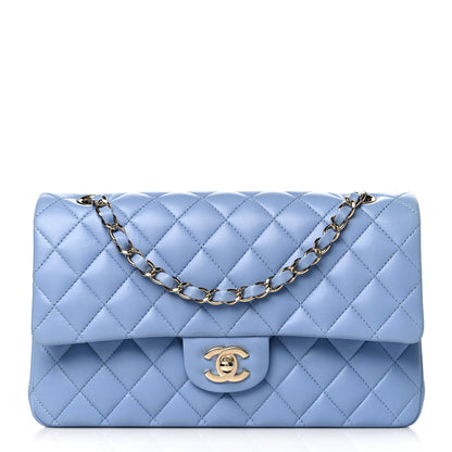 Chanel Lambskin Quilted Medium Double Flap Light Blue 1 of 8