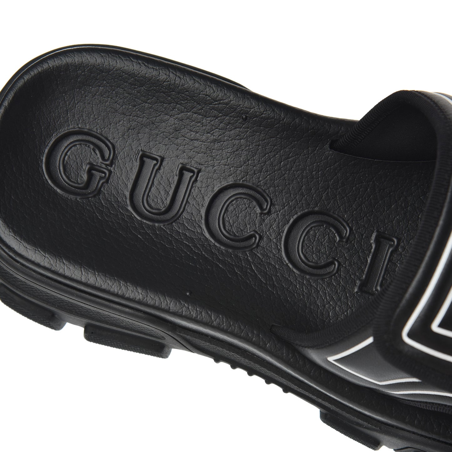 Nappa Grosgrain Logo Mens Velcro Chunky Slide Sandals 6 Black