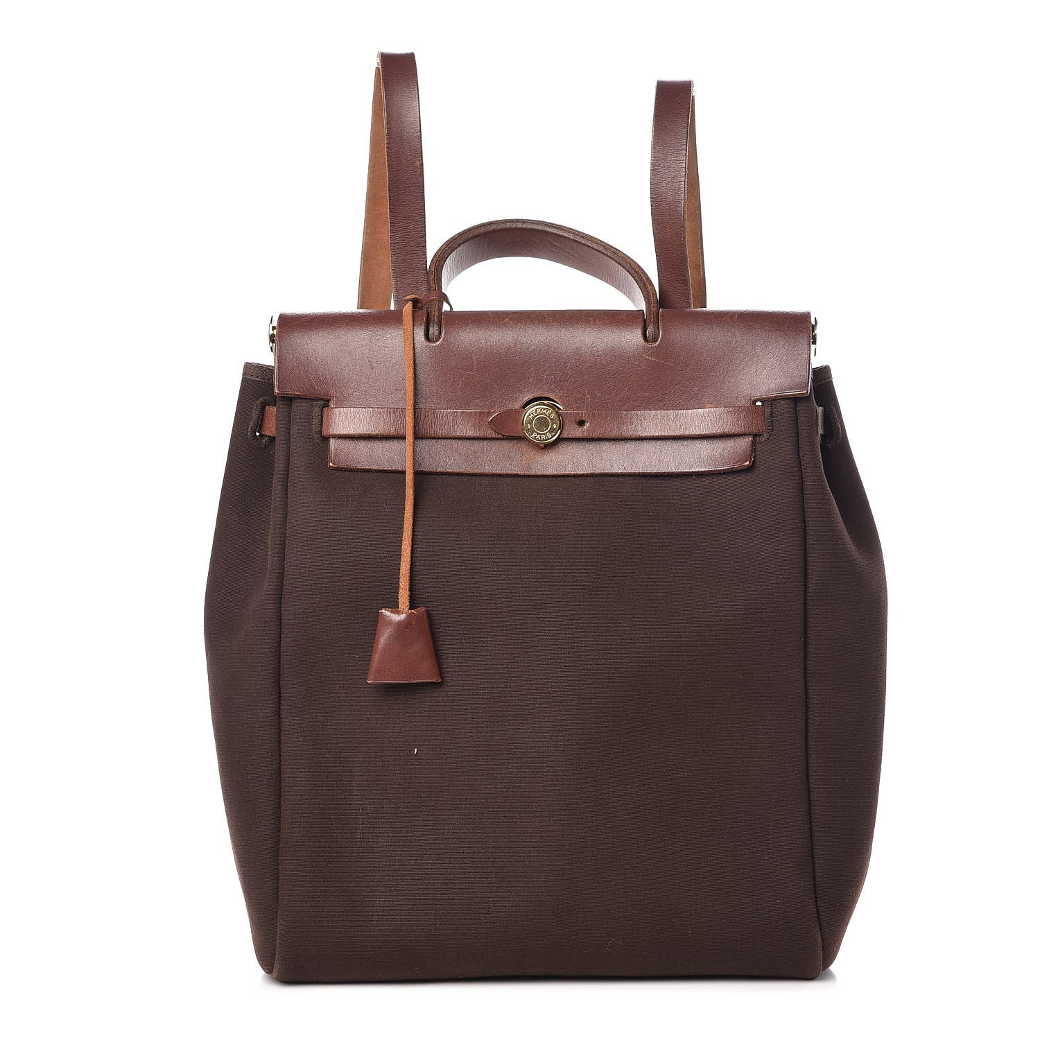 Hermes Toile Vache Calfskin Herbag 30 PM Backpack Havane 1 of 11
