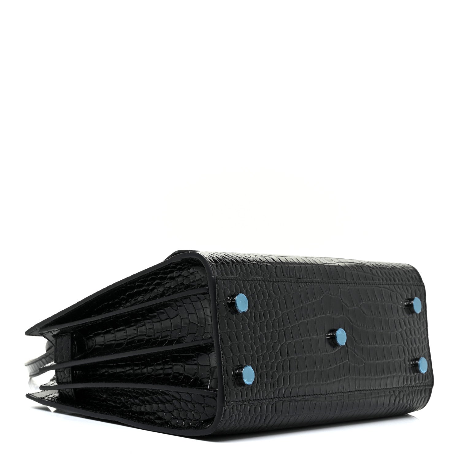 Saint Laurent Calfskin Crocodile Embossed Baby Sac De Jour Black 4 of 9