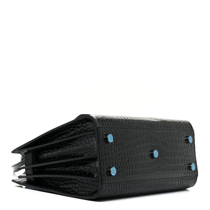 Saint Laurent Calfskin Crocodile Embossed Baby Sac De Jour Black 4 of 9