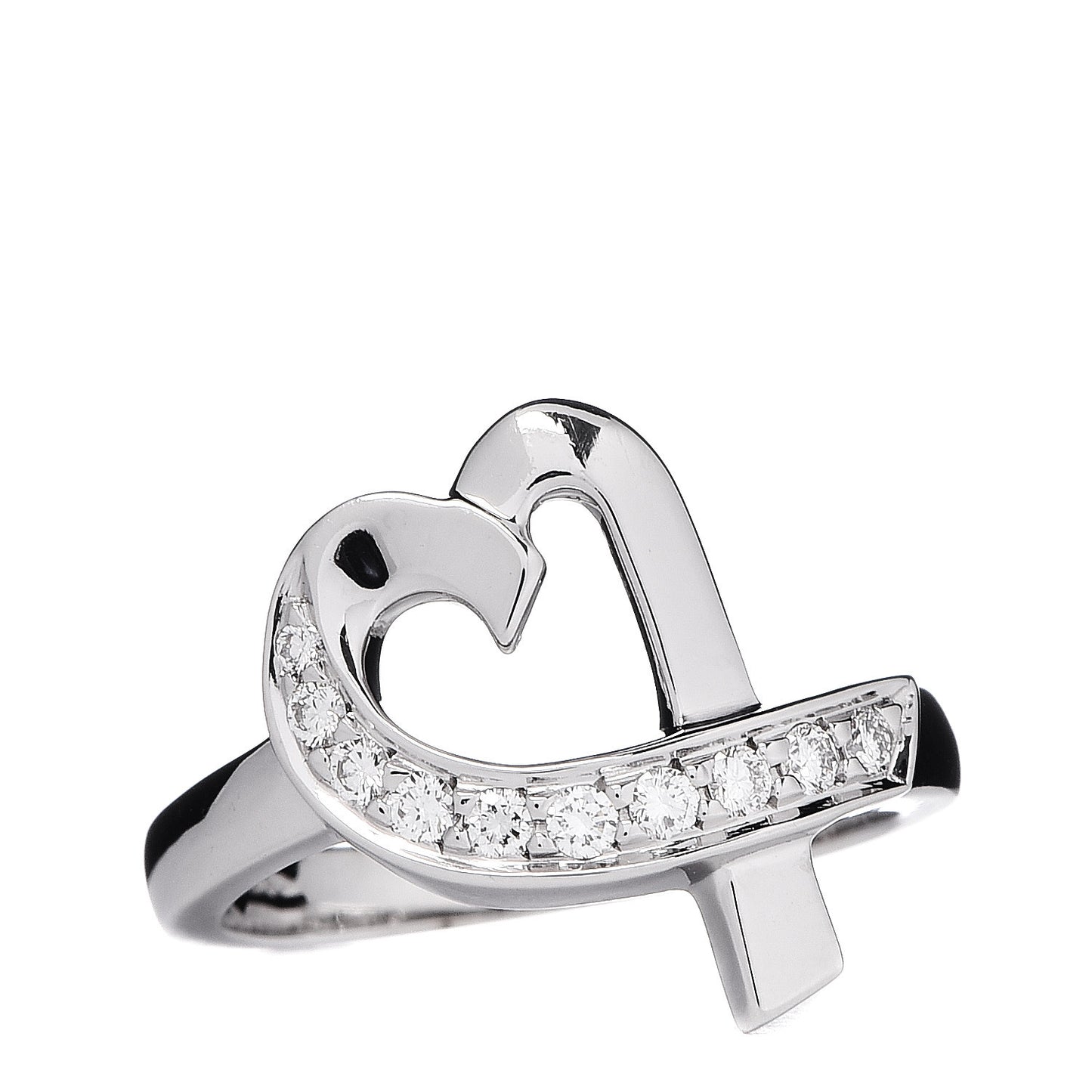 18K White Gold Diamond Paloma Picasso Loving Heart Ring 47 4.25