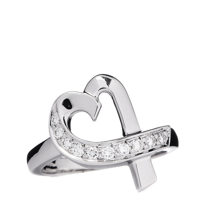 Tiffany 18K White Gold Diamond Paloma Picasso Loving Heart Ring 47 4.25 1 of 7