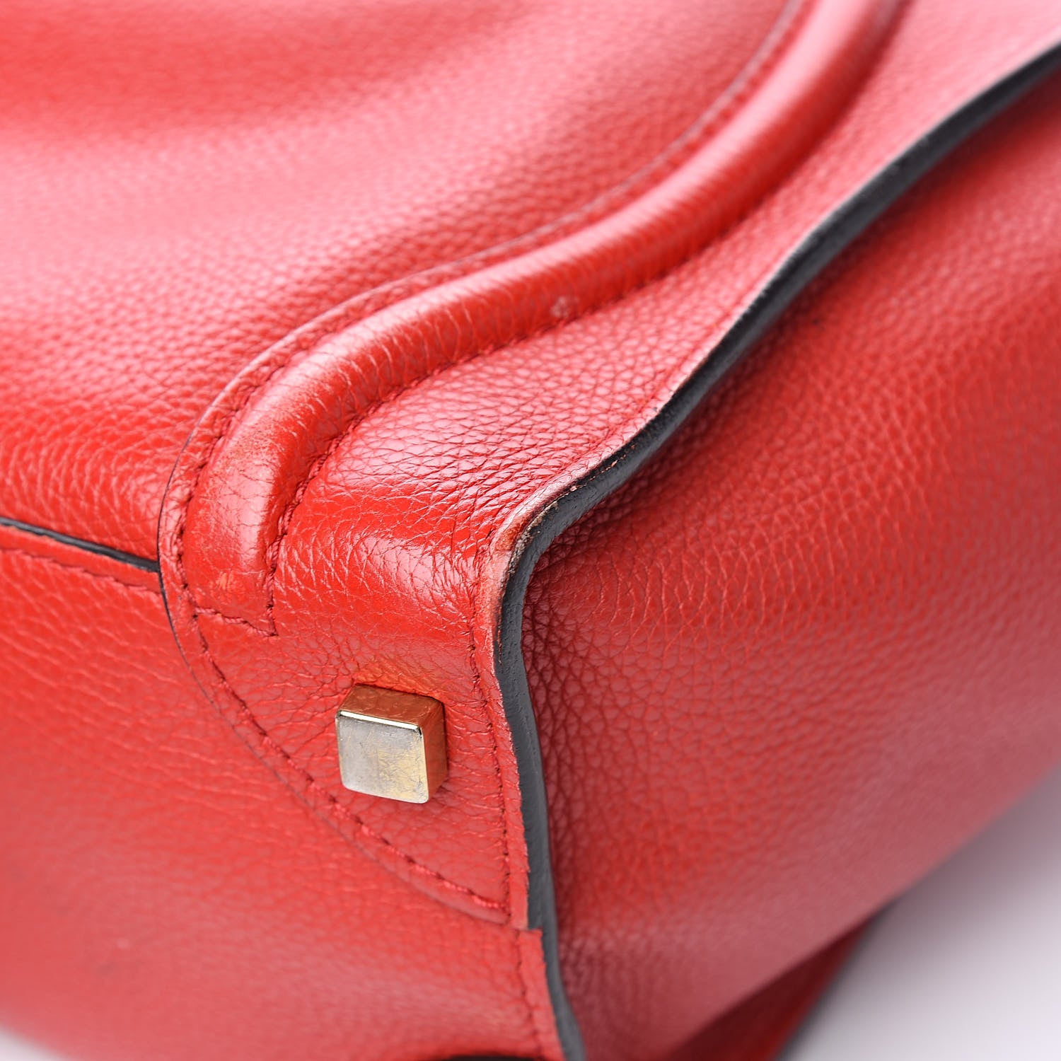 Celine Drummed Calfskin Micro Luggage Red 12 of 19