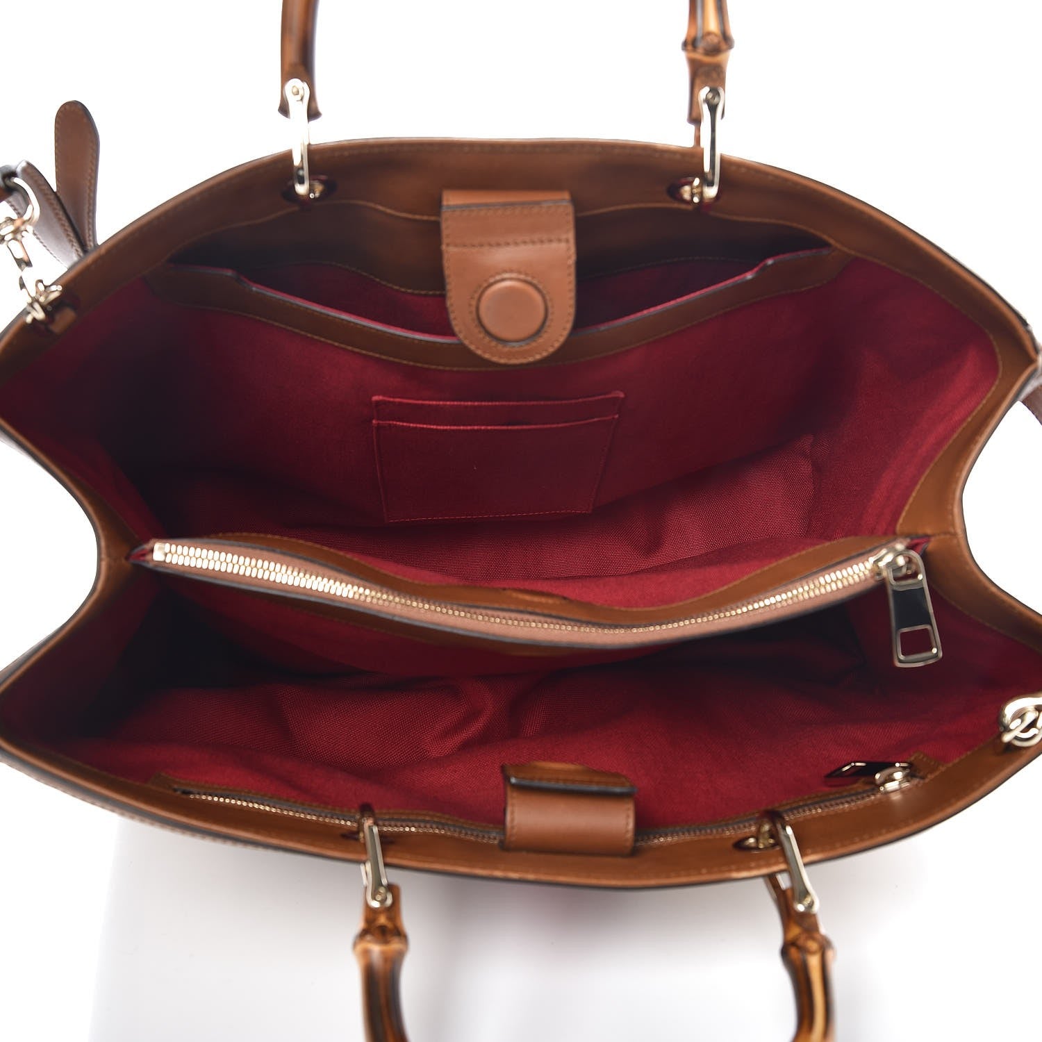 Gucci Canvas Blooms Embroidered Large Bamboo Shopper Tote Brown 5 of 8