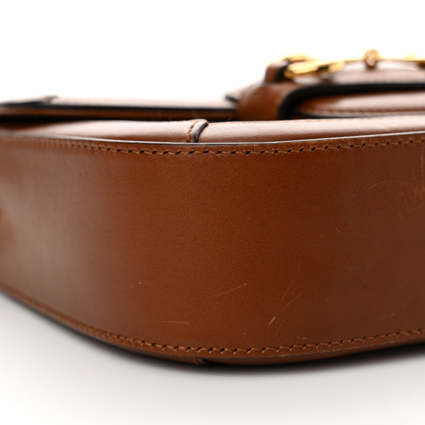 New Canvas Charisma Calfskin Crystal GG Monogram Mini Horsebit 1955 Shoulder Bag Camel Ebony