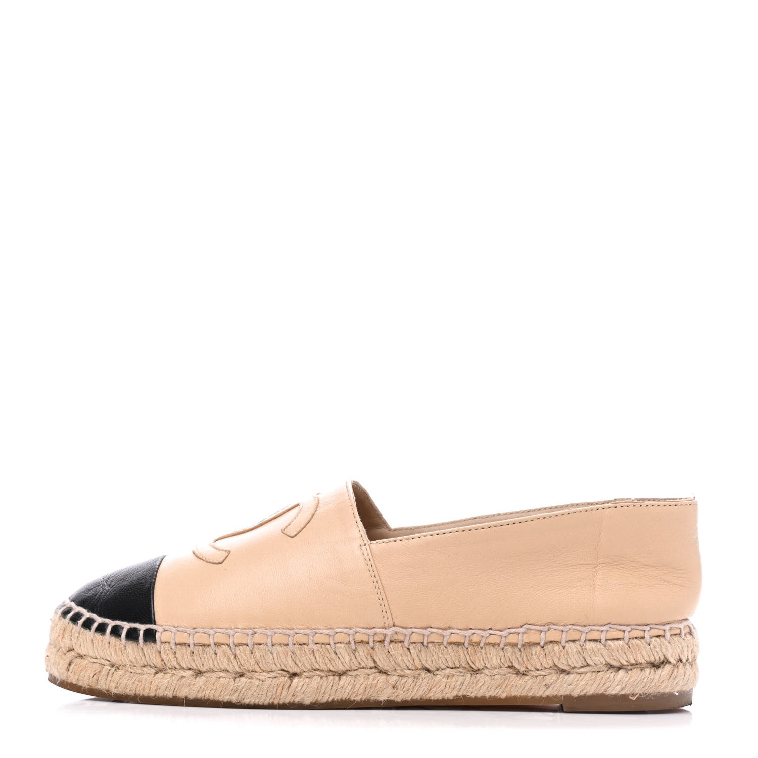 Chanel Lambskin CC Espadrilles 35 Beige Black 1 of 22