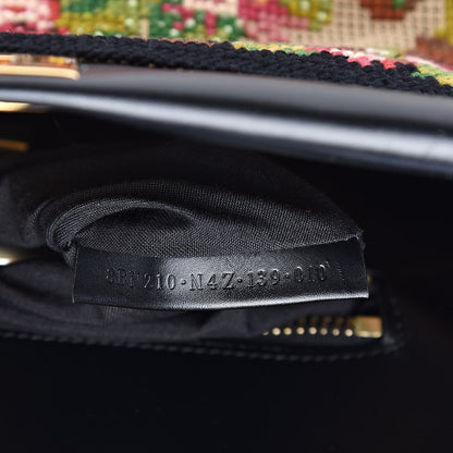 Fendi Canvas Embroidered Large Peekaboo Iconic Satchel Black Multicolor 7 of 12
