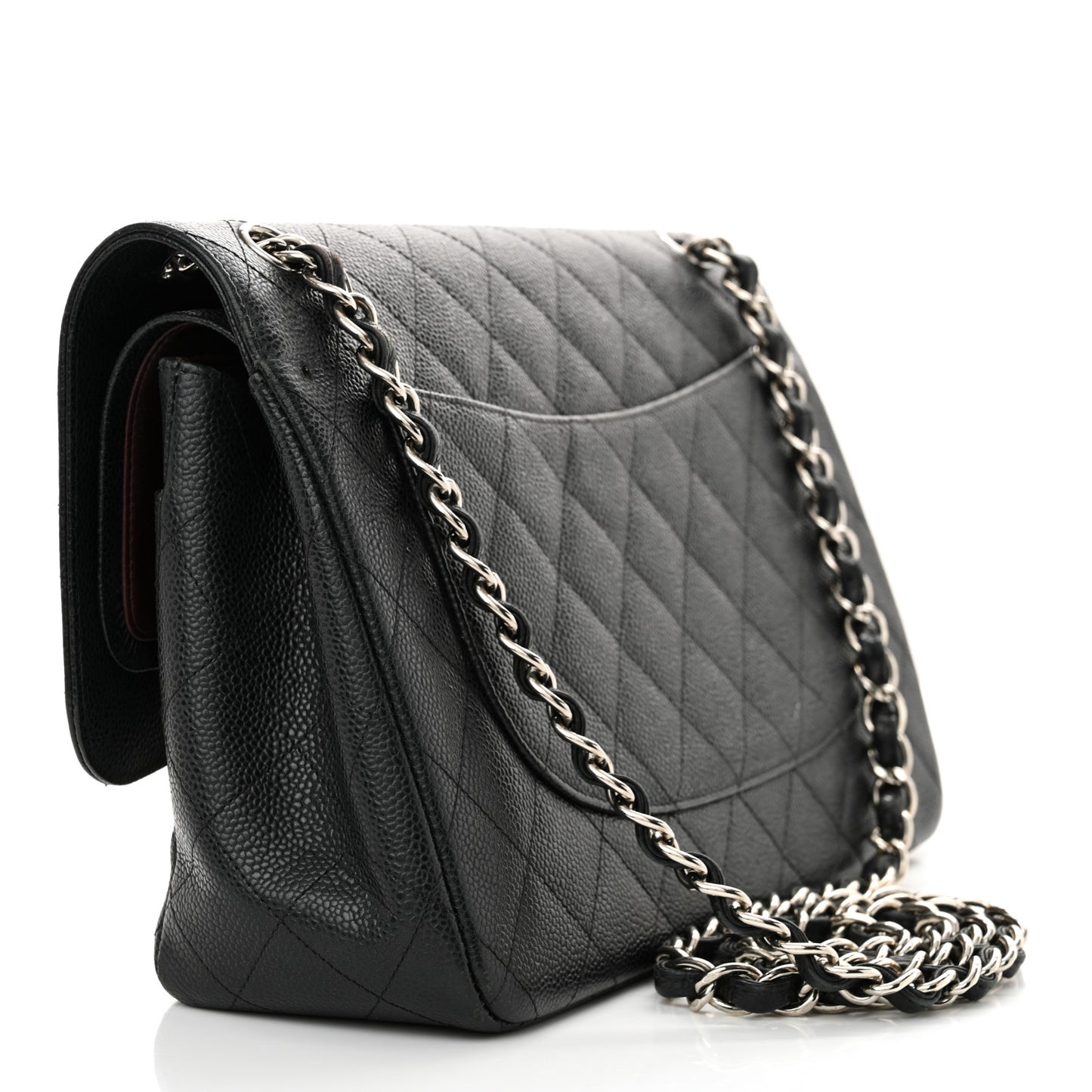 Caviar Quilted Jumbo Double Flap Black