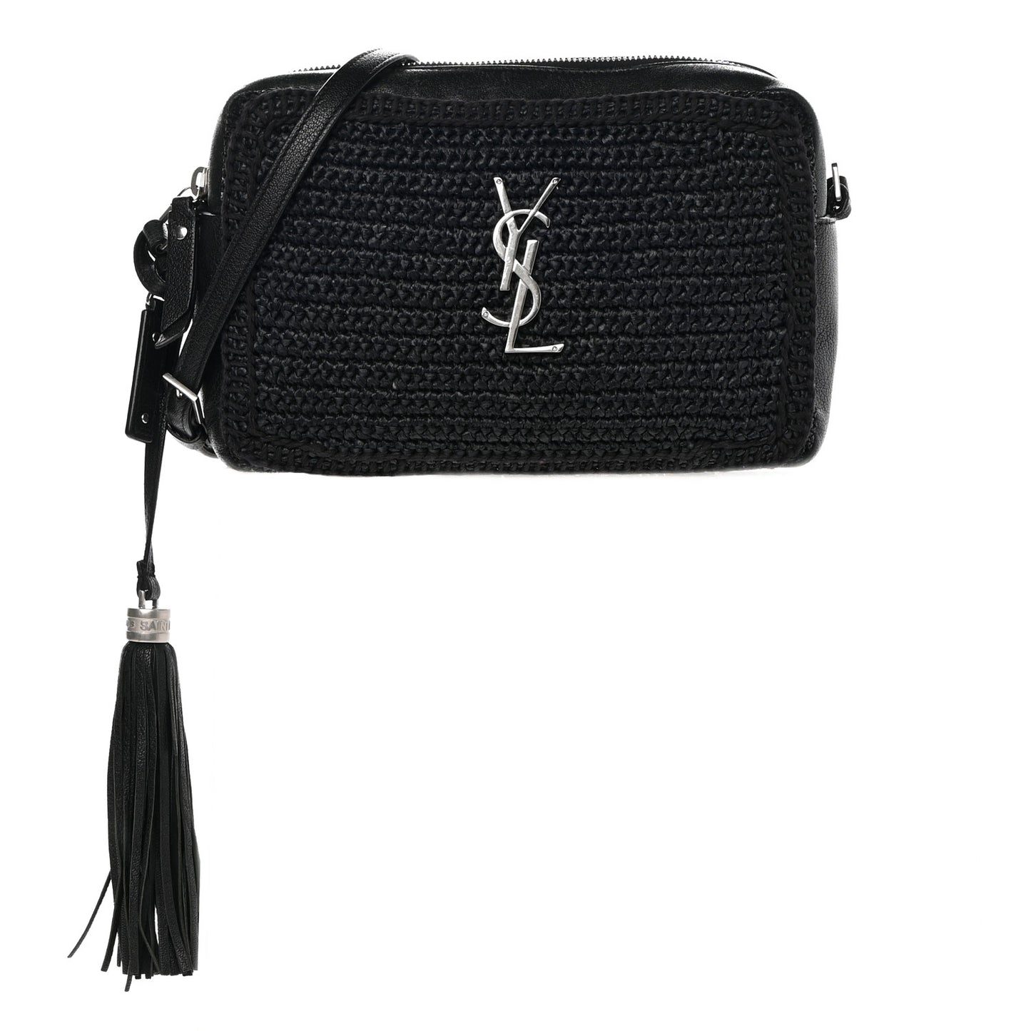 Raffia Canvas Monogram Lou Camera Bag Black